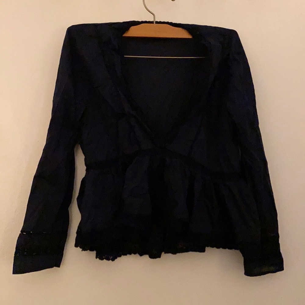 Crop lace dark blue top